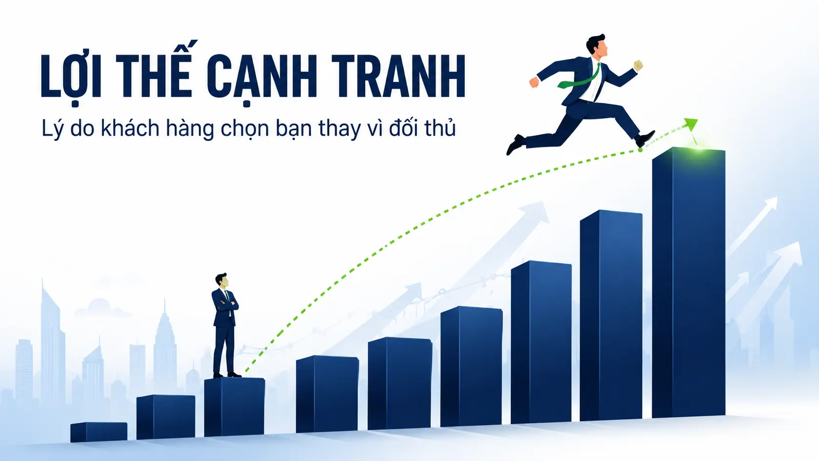 Lợi thế cạnh tranh là gì - minh hoạ doanh nghiệp vượt lên đối thủ