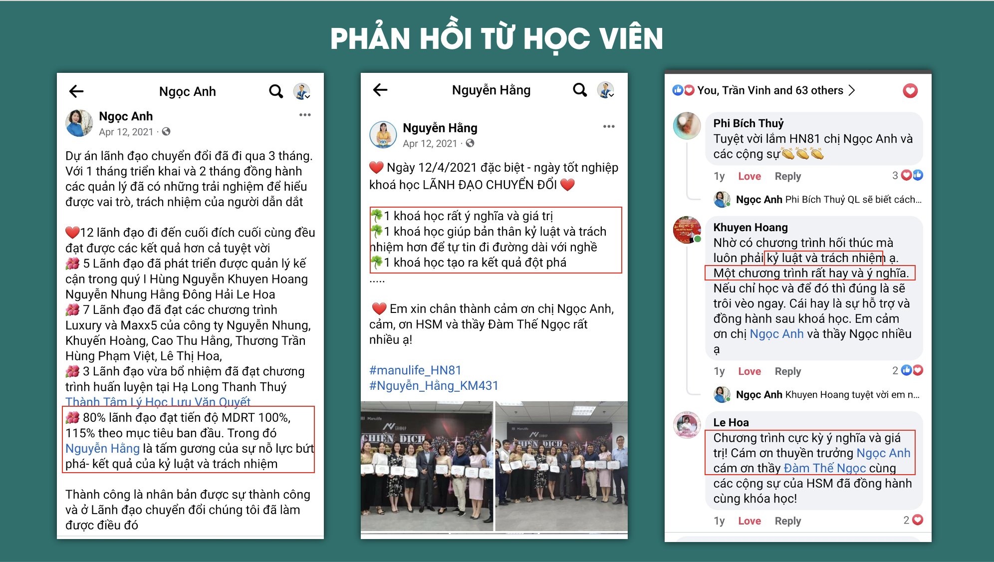 Phản hồi từ học viên qua các khoá học của Đàm Thế Ngọc